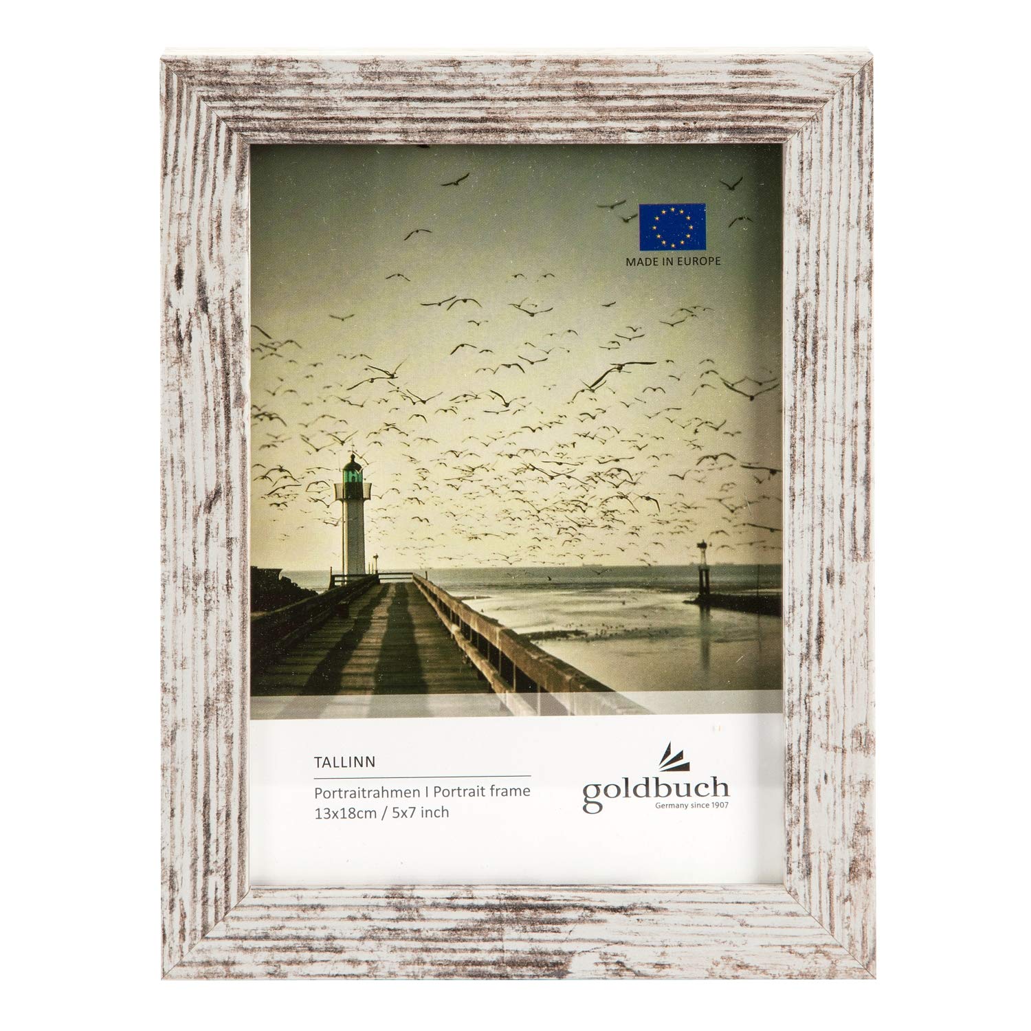 Goldbuch - Cornice Portafoto Tallinn In Legno MDF, Per Foto Singola Formato 20 X 25 Cm Con Supporto Da Appoggiare E Da Parete Colore Bianco 92958024