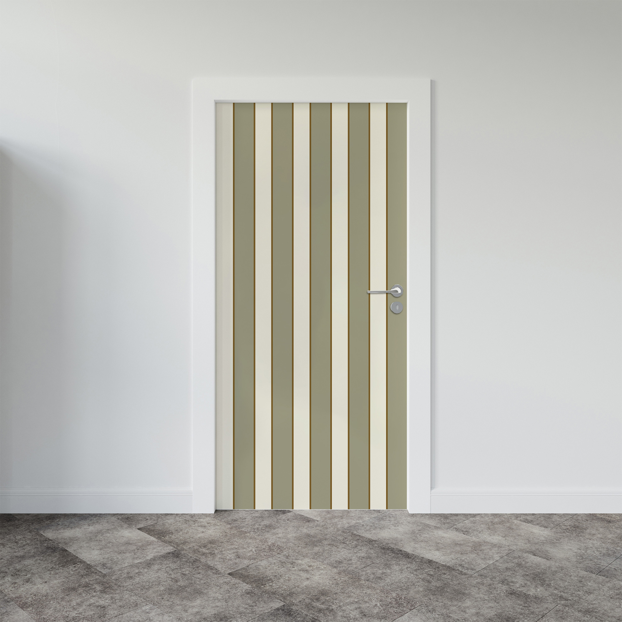 Adhesivo para puerta, modernas rayas vintage khaki, 204 cm x 60 cm