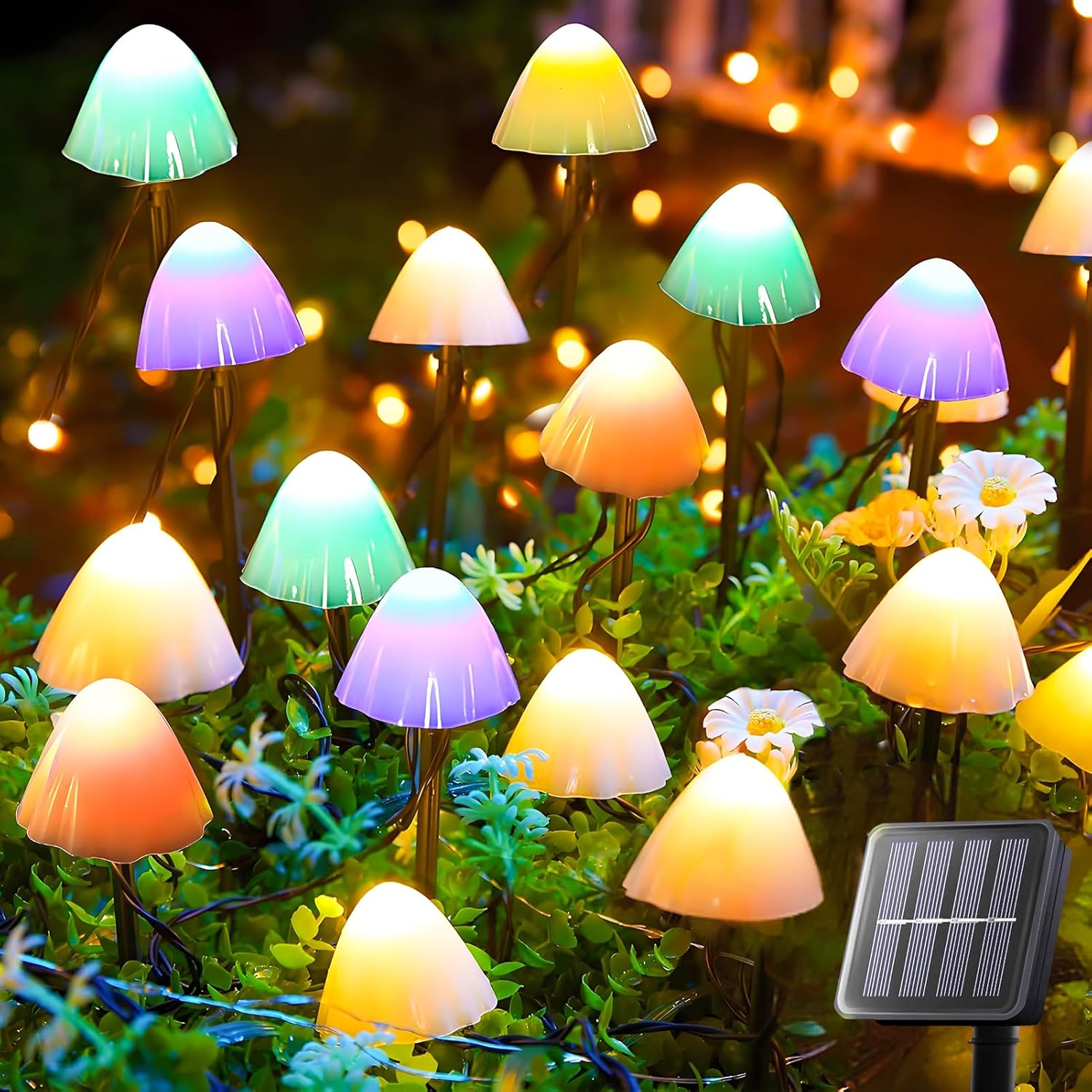 Solarna lampa ogrodowa 20 LED 5 m/16,4 stopy Grzyb Solarna lampa zewnętrzna Ogród 2 tryby Wodoszczelna lampa dekoracyjna