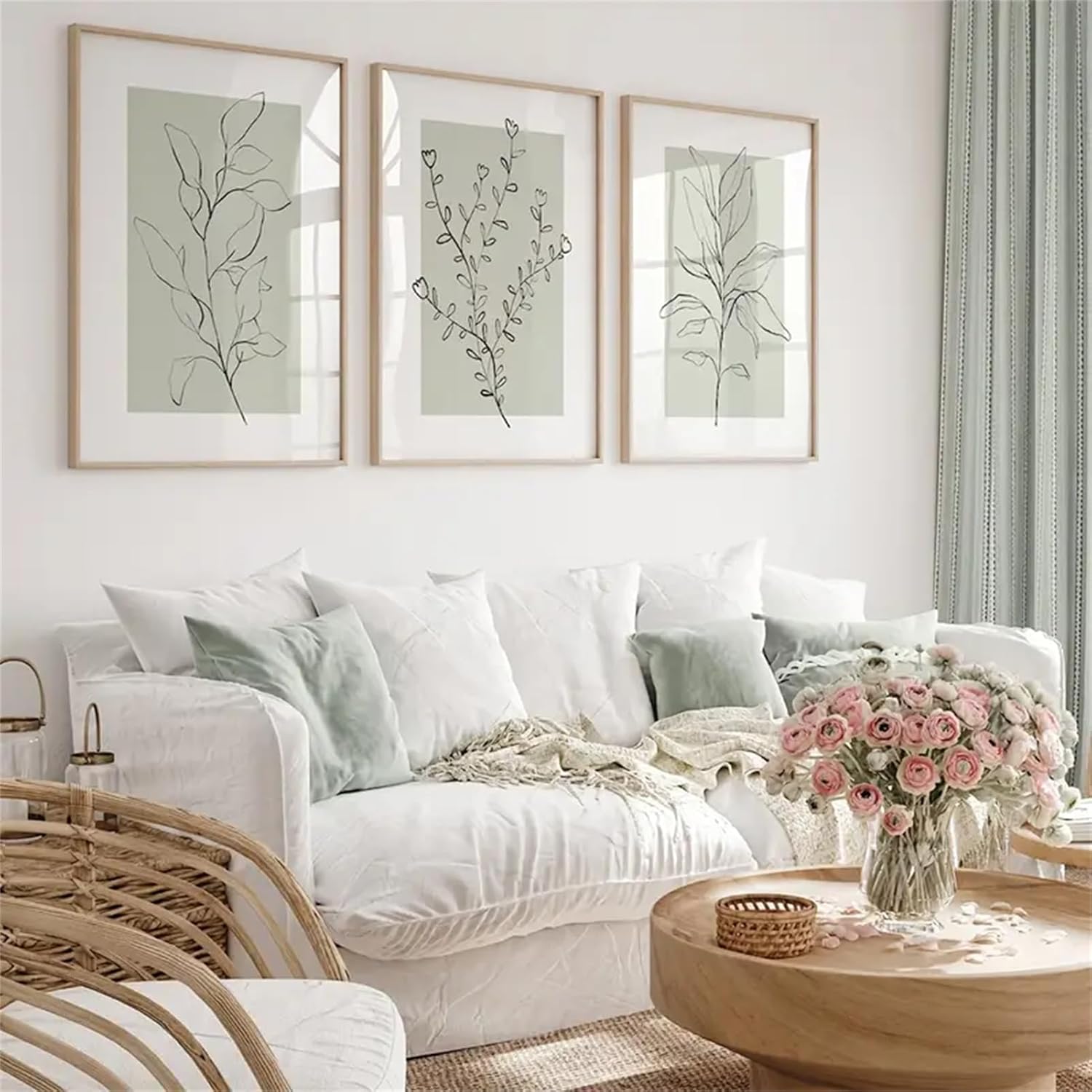 Lot de 3 affiches de haute qualité, modernes, plantes vertes sauge abstraites, décoration boho,sans cadre (30 x 40 cm) - 2