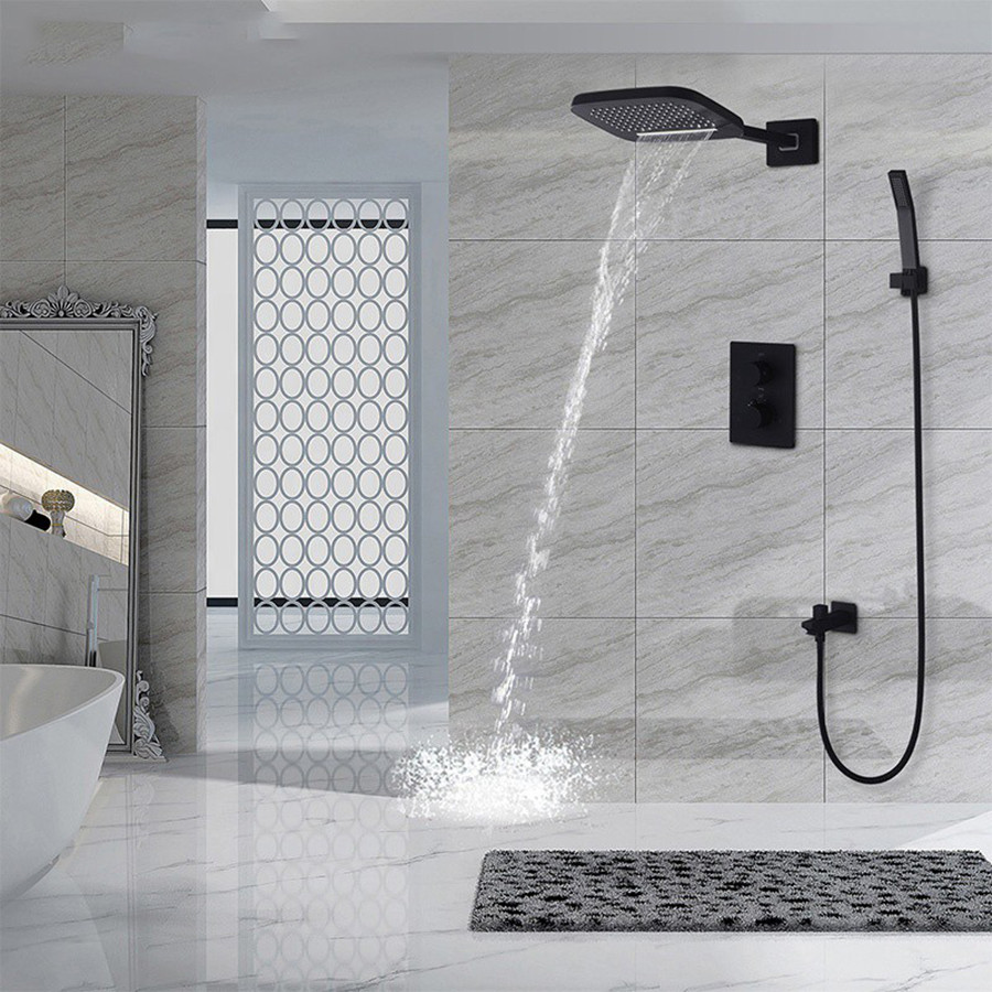 Artisse  🚿 Ducha Tipo Lluvia Mural Mate, Termostática, Bakou Negro , Leroy Merlin