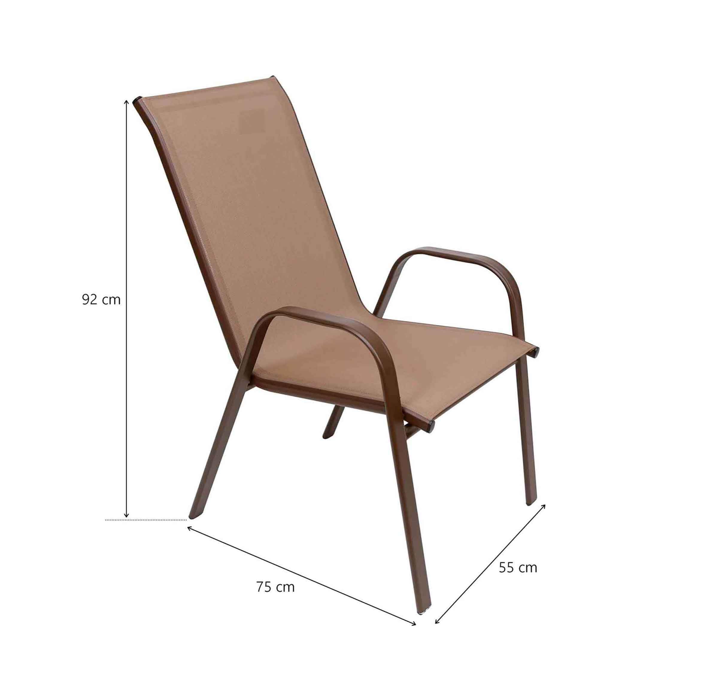 Pack de 2 Sillas de Metal con Lona Apilables para Jardín - Marrón - 3