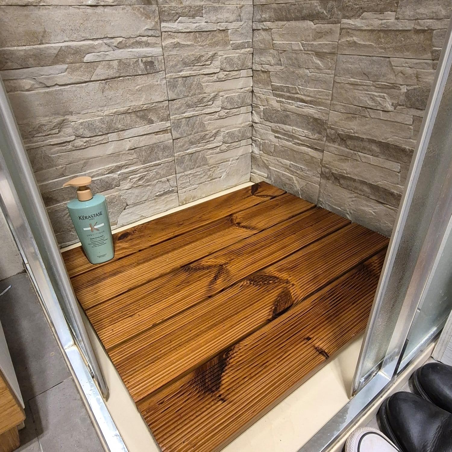 Tappetino Da Doccia In Legno Di Teak 70x50 Cm - Antiscivolo Per Interni Ed Esterni, Design Naturale - Foto 6