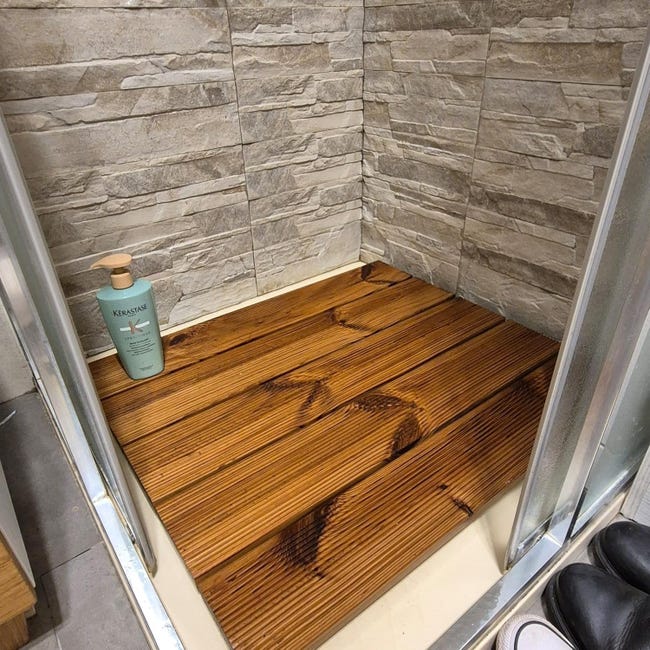 Tappetino Da Doccia In Legno Di Teak 70x50 Cm - Antiscivolo Per Interni Ed Esterni, Design Naturale - Foto 6