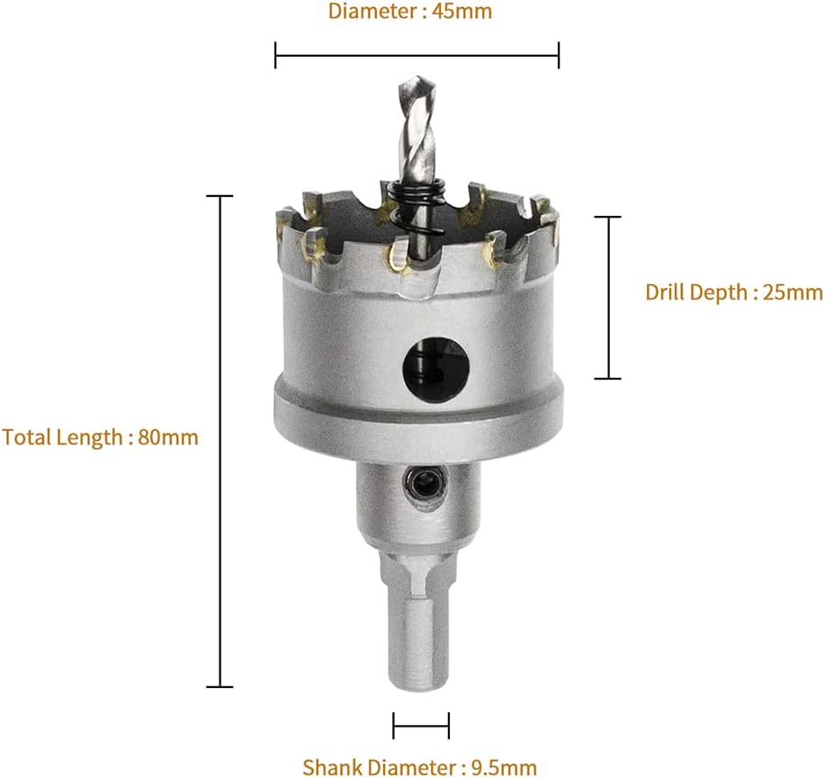 Sierra De Orificio 7/8 Pulgada De Carburo Para Electricista – Broca Cortadora De Metal Y Tungsteno
