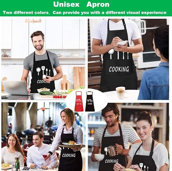 Grembiuli Da Cucina Con Tasche, Confezione Da 2, Per Donna E Uomo, Regolabili, Lavabili In Lavatrice, Per Cucinare E Barbecue