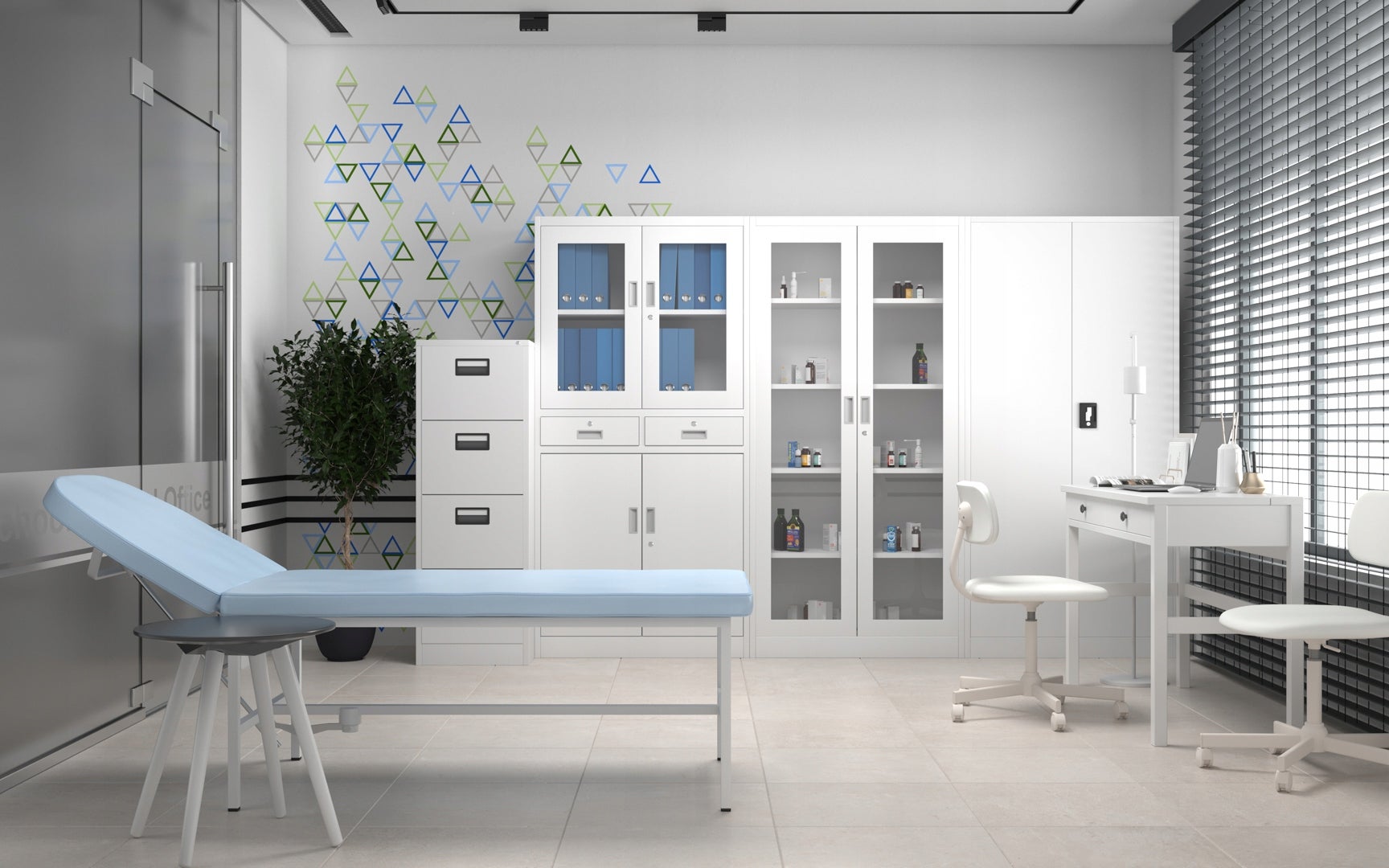 Armoire de Bureau de Rangement Métallique 4 étagères réglables 185 cm x 90 cm x 40 cm Blanc - 7