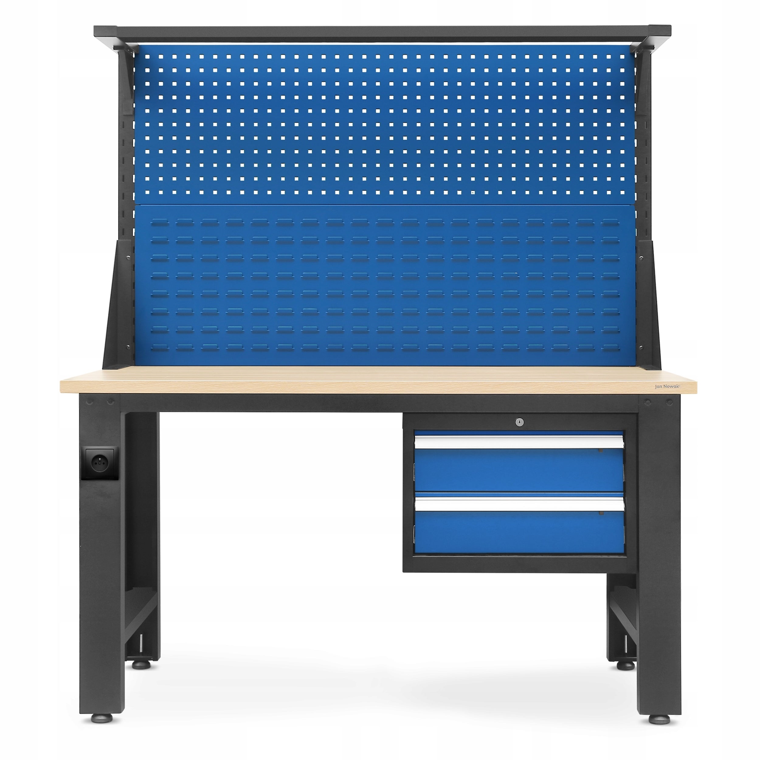 Etabli avec Panneau perforé pour Outils 2 tiroirs 170 cm x 150 cm 75 cm Anthracite-Bleu - 5