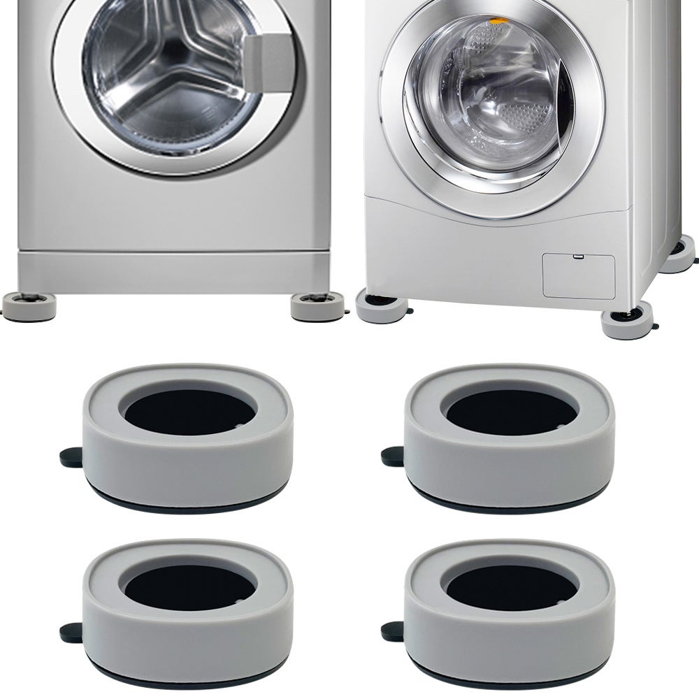 4 Pièces Pied Machine a Laver avec Patin en Caoutchouc, Tapis Anti