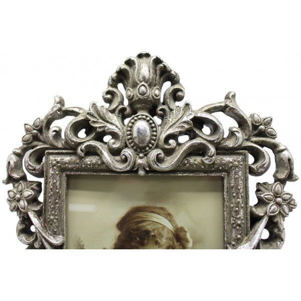 Porte-photo support coeur en résine argent vieilli L18xPR2xH27 cm - 2