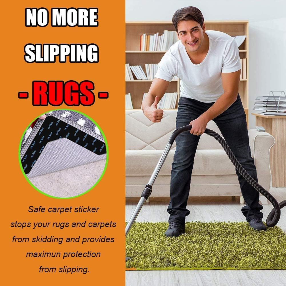 8 Fixadores de Tapete Antiderrapantes – Reutilizáveis, Laváveis ​​– Cantos Antirrugas para Pavimentos de Madeira/Azulejo - 3