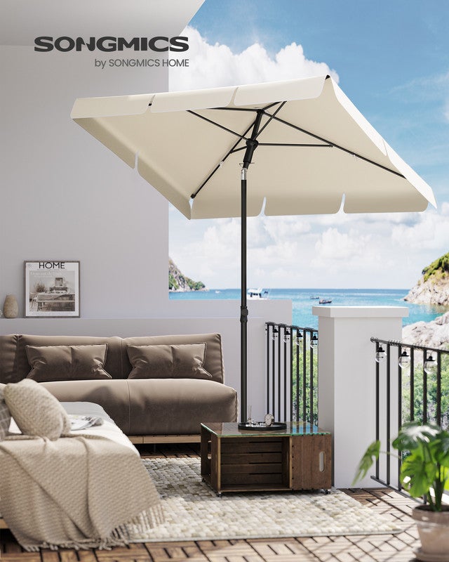 Parasol 230 x 150 cm, Protection Solaire UPF 50+, Inclinable sur 30° dans les 2 sens, Hauteur Réglable, avec Sac de Transport, sans Base, Beige - 2