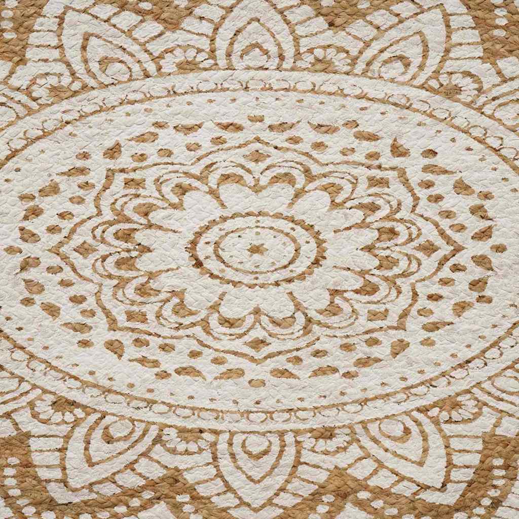 Alfombra - Hecha a mano antideslizante - Yute - Natural con estampado ...