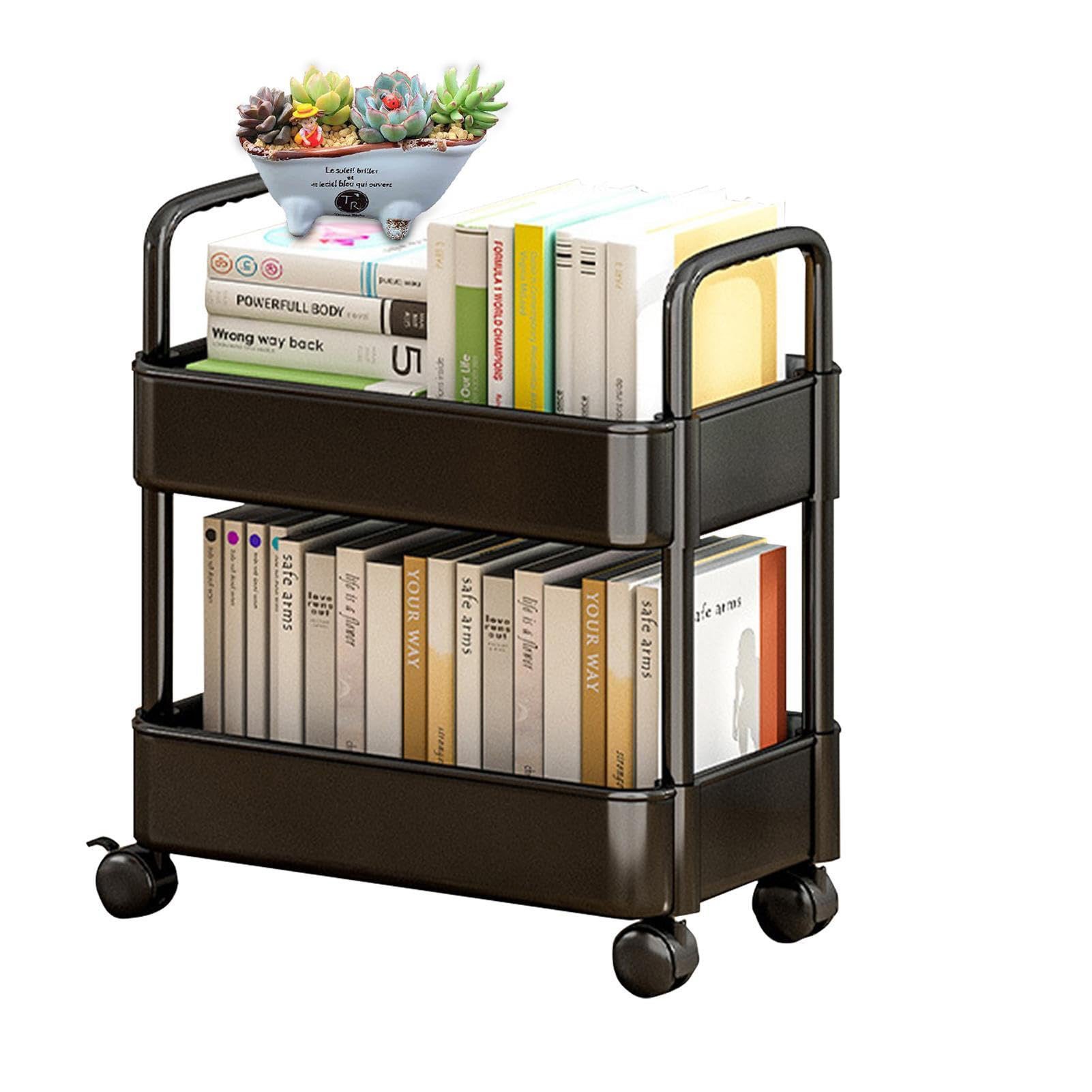 Bibliothèque Mobile à Roulettes MagiDeal - Étagère Organisateur Pour Livres, Albums - Noir, Pour Chambre, Bureau, Salon