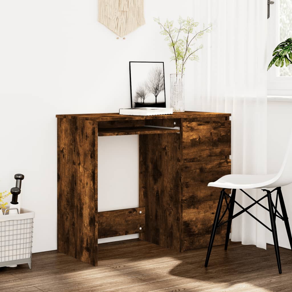 Bureau，Table de travail，Table d'étude Chêne fumé 90x45x76 cm Bois d'ingénierie CWV13582 - 2