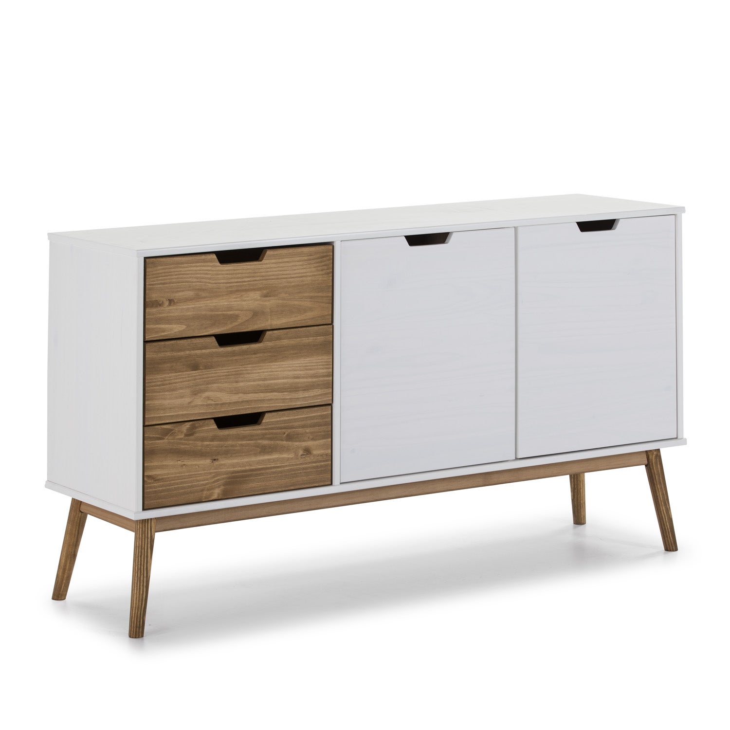 Buffet Commode Java 3 tiroir y 2 Porte Blanc, glissières métalliques ...