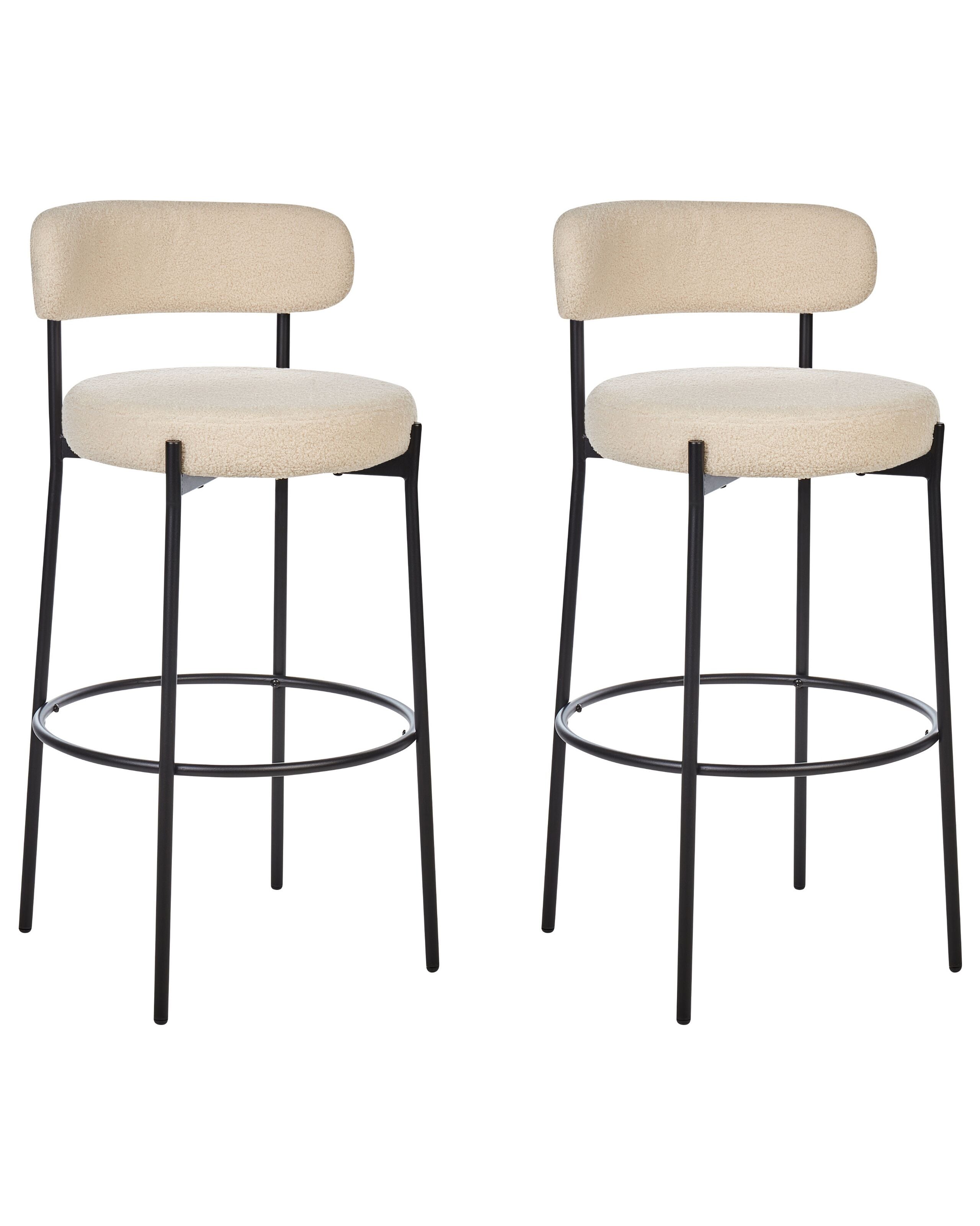 Beliani Conjunto de 2 sillas de bar ALLISON Bouclé Beige claro - 4
