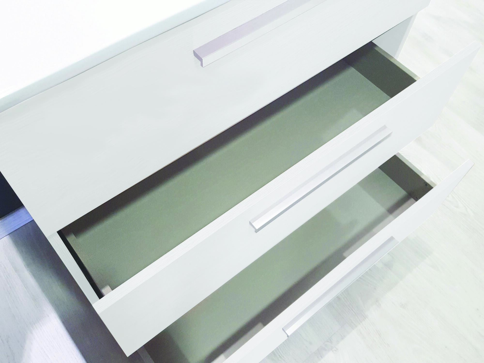 Ondée - Meuble à poser 80 cm blanc trois tiroirs plan céramique simple vasque - PALLAS Ayor - 6