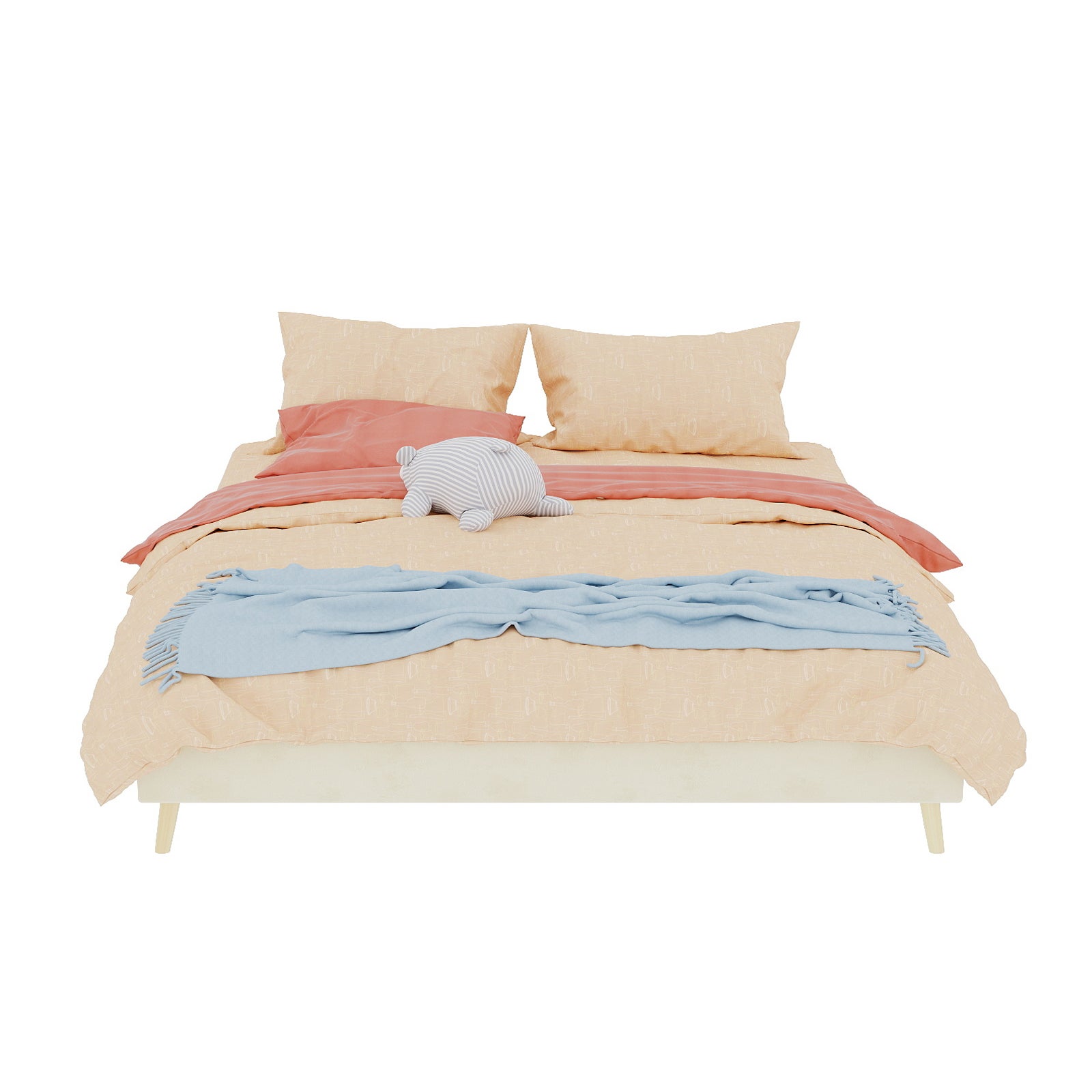 Cadre de lit 160x200 velours beige avec sommier, structure métal ...