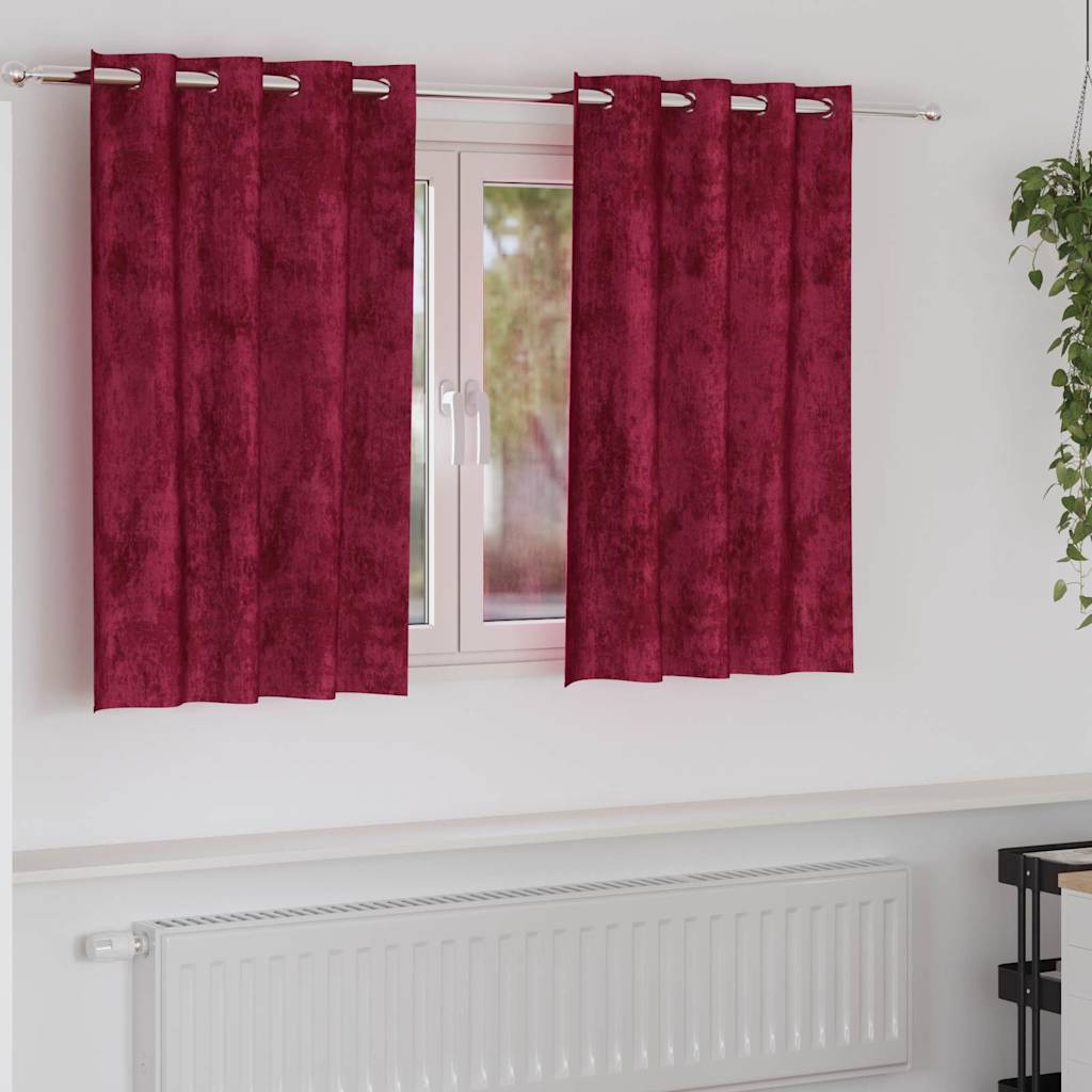 Rideaux Rouges Bordeaux Clair Maison Exclusive - Rideau 2 pcs Rouge bordeaux 140 x 140 cm Velours ...
