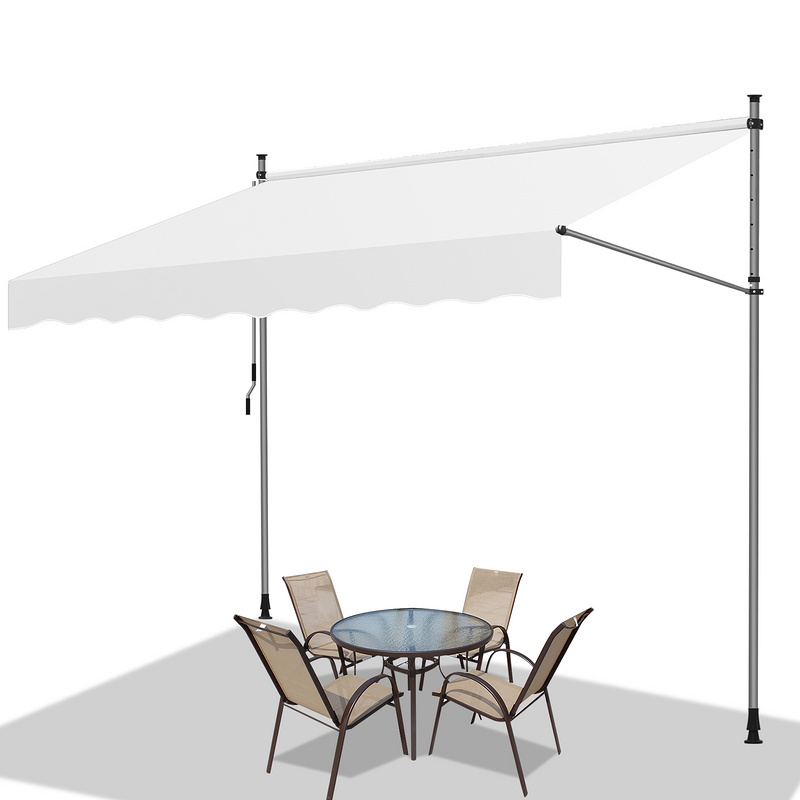 Toldo retráctil manual, toldo manual, toldo para balcón, altura ajustable 350 cm, color crema