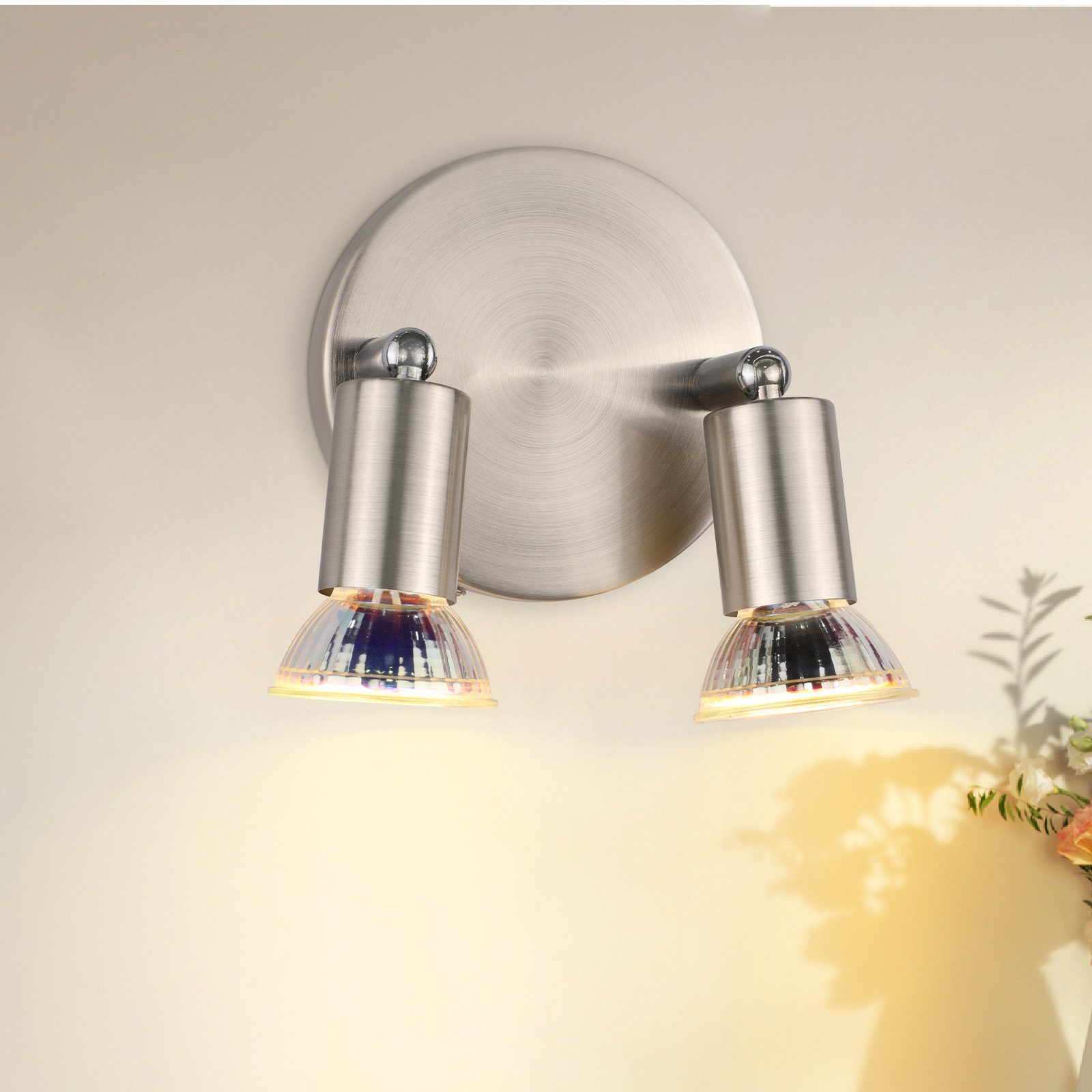 NETTLIFE LED 2 Focos de Techo GU10 Orientables 350°, Lámpara Moderna Redonda de Metal Níquel para Salón Dormitorio Sin Bombilla - 3