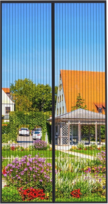 Czarne drzwi magnetyczne 100x220cm kurtyna przeciw muchom automatyczne zamykanie pasek klejący ultracienka siatka łatwa instalacja bez sprzętu