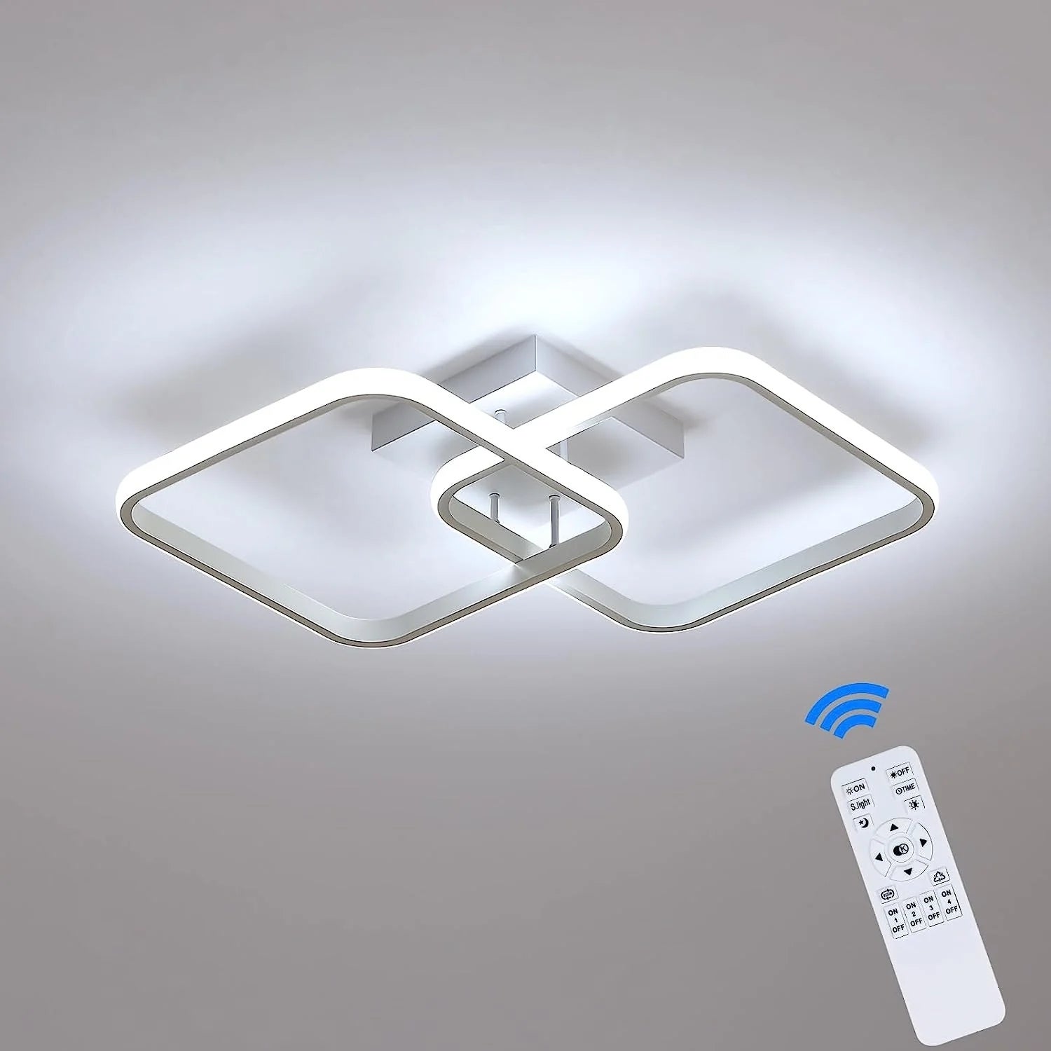 Plafoniera LED A Soffitto Dimmerabile 8 Luci - Lampadario Moderno Nero Con Telecomando Per Soggiorno E Camera