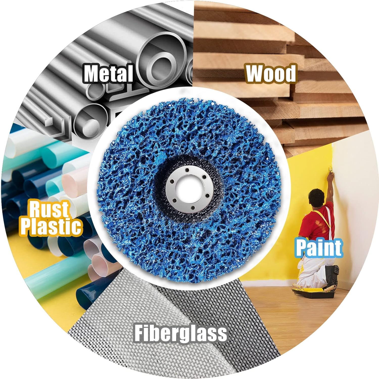 5 Pièces Disque de Nettoyage(Bleu)125 mm , Meule de décapage de peinture, disque abrasif de bande de Poly, décapant de peinture de rouille, meule de n - 5