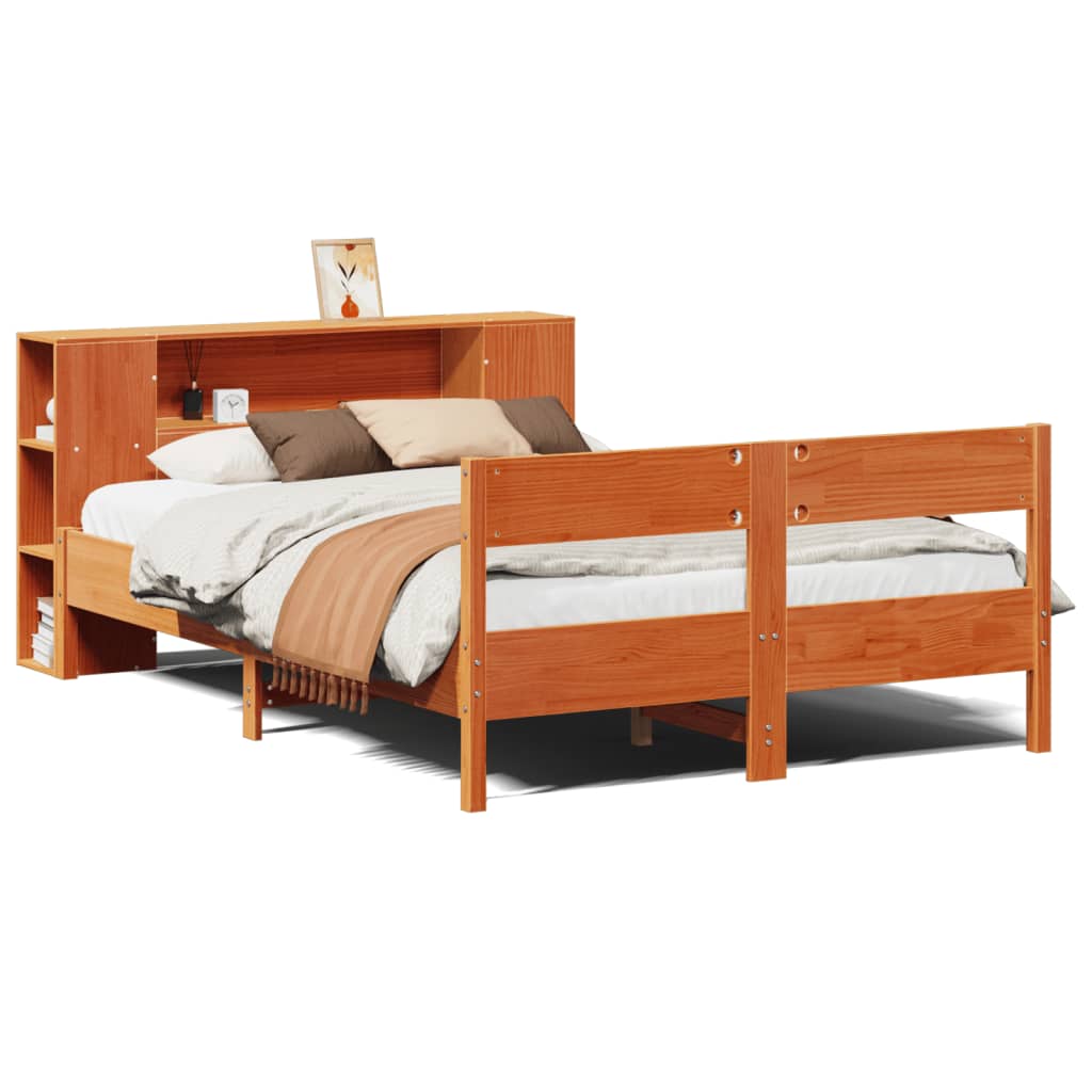 Łóżko Drewniane Rama Łóżka Sofa Brązowe Do Sypialni Pokoju 135x190 cm