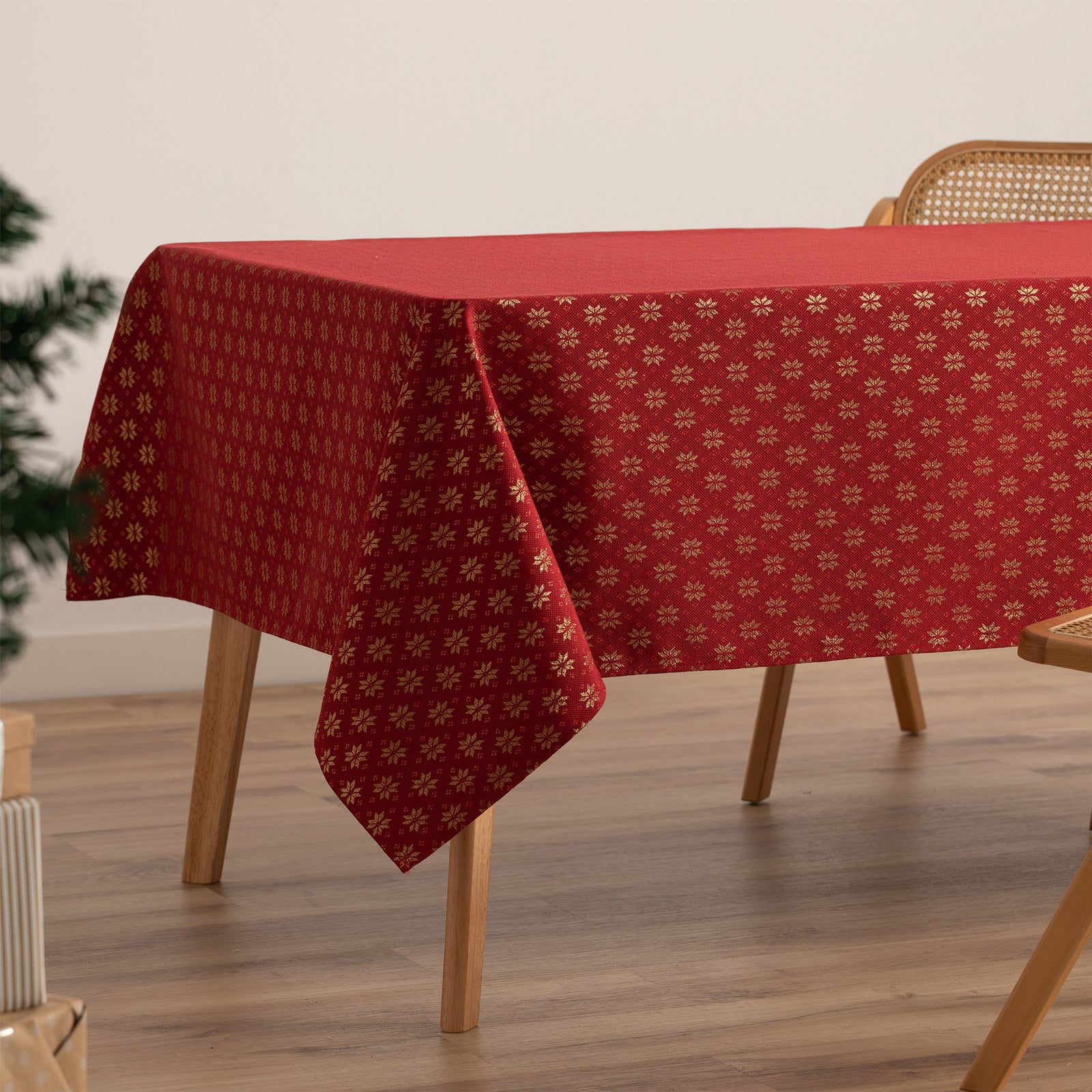 Tovaglia di Natale rettangolare in cotone jacquard rosso 140x350 cm - Merry - 2