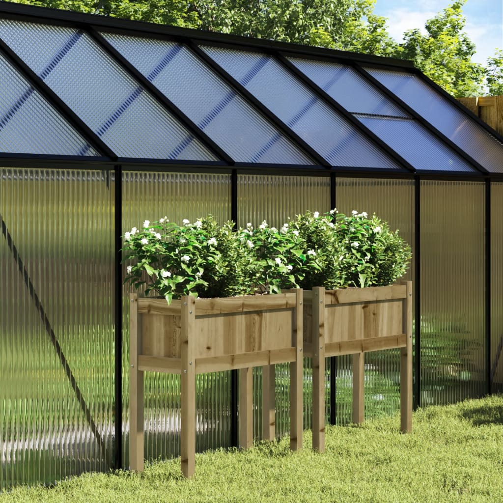 Lot de 2 Jardinières | Bac à fleurs | Pot de fleurs avec pieds bois de pin imprégné888529 - 2