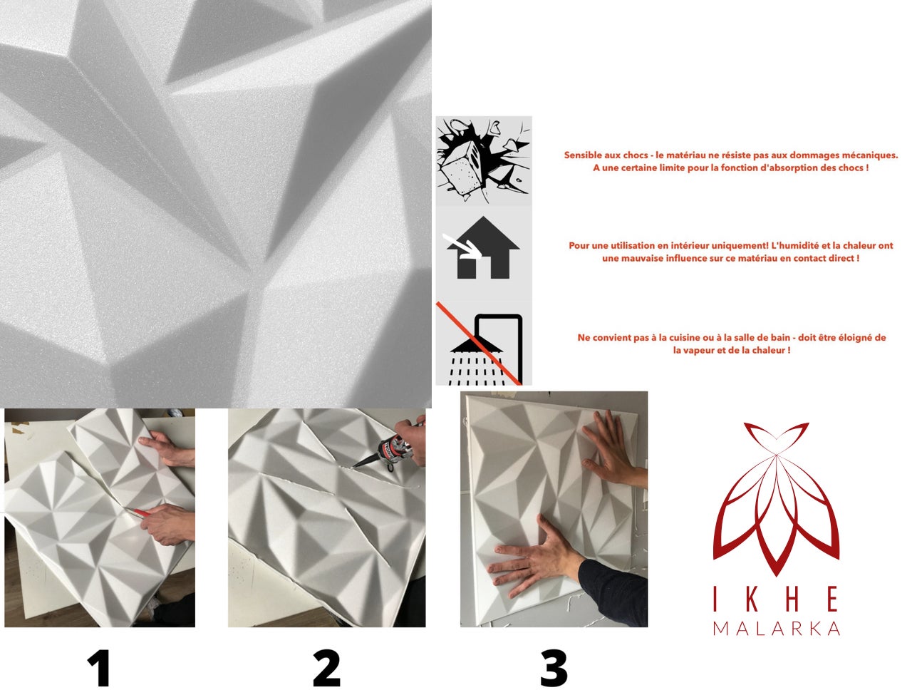 24x/ 6m² Panneaux muraux 3D décors revêtement mural panneaux de plafond POLYSTYRENE MATERIAL STYROPOR-TYPE 3mm force Quartz Blanc - 3