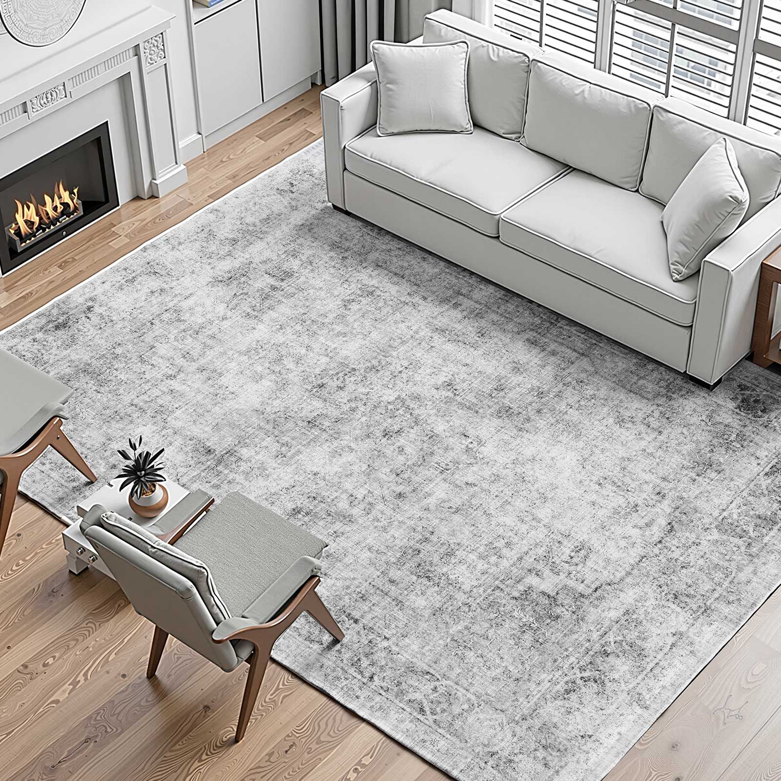 Dywan do salonu 2743x3658mm Dywan z krótkim włosiem antypoślizgowy Bohemian Grey VEVOR
