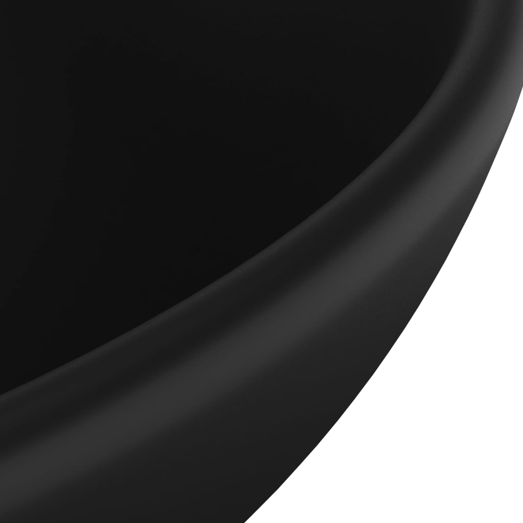 Lavabo rond de salle de bain Noir mat 32,5x14 cm Céramique vidaXL - 7