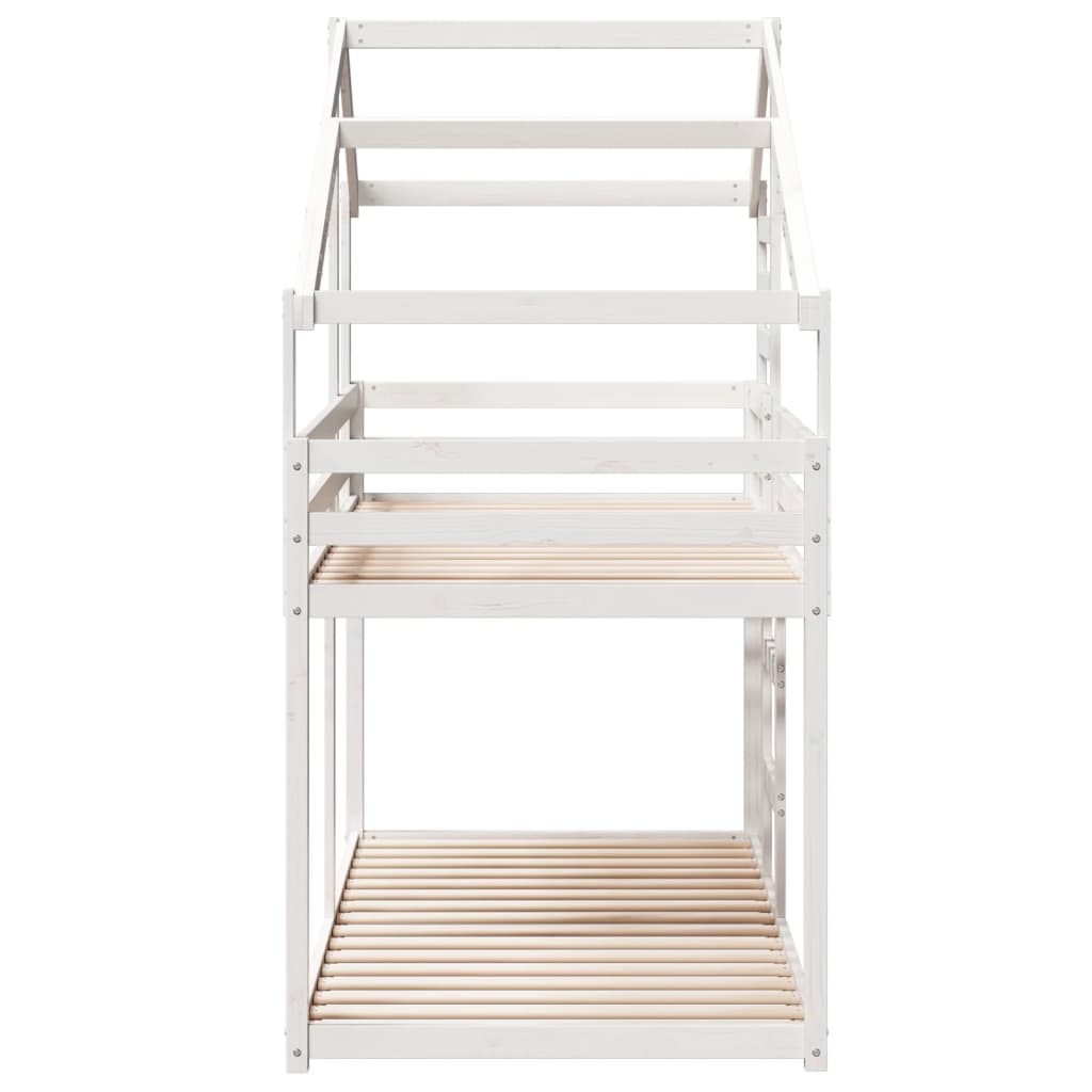 Lit superposé avec toit blanc 75x190 cm bois massif de pin - 5