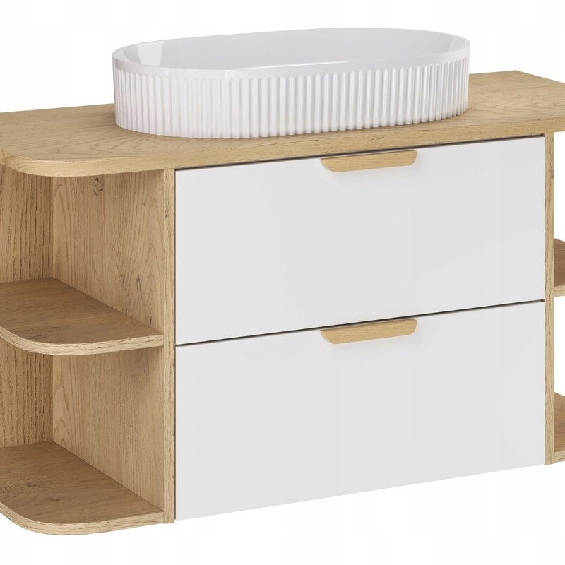 Szafka łazienkowa ASTER WHITE 100 cm biały mat z blatem i umywalką