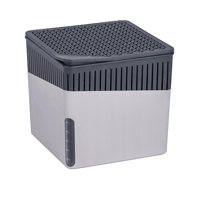 WENKO Déshumidificateur d'intérieur Cube Gris 1000 g, prévient la formation de moisissures et les mauvaises odeurs