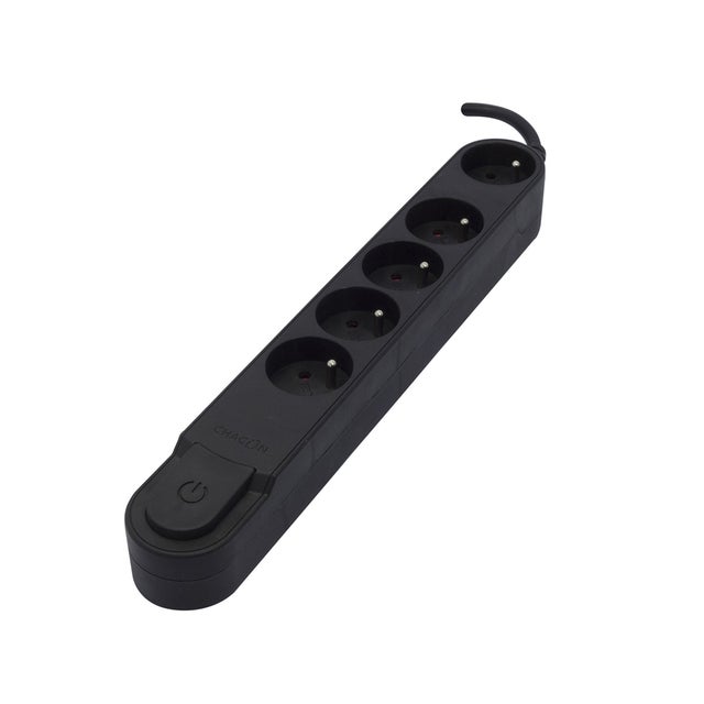 Bloc multiprise Design fiche plate 5x16A - Noir - Chacon