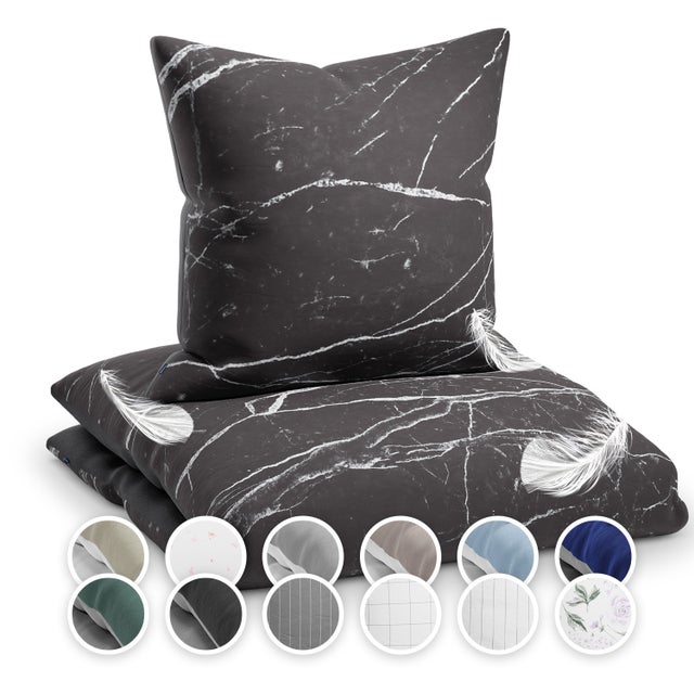 Parure de lit - Sleepwise Soft Edition - 140 x 200 cm microfibre - Housse de couette - Taie d'oreiller - Marbre