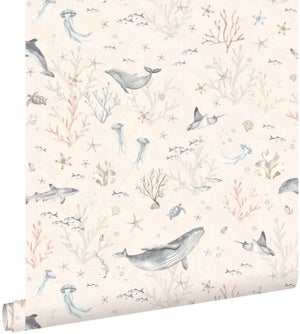 Papier Peint Enfant M1-No.723 – Motifs Fleurs Roses Et Lilas, Tadessi