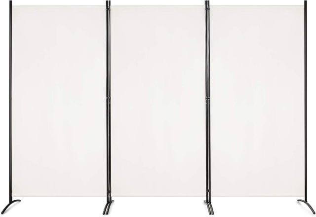 Parawan 3-Panelowy 260 x 183 cm, Składany Parawan z Wytrzymałymi Stalowymi Zawiasami do Salonu, Biały