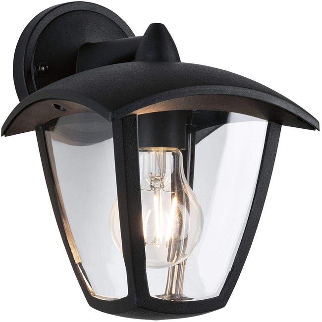 CGC Lighting Applique Murale Extérieure Lanterne Verre Biseauté - Noir, Porche Et Intérieur