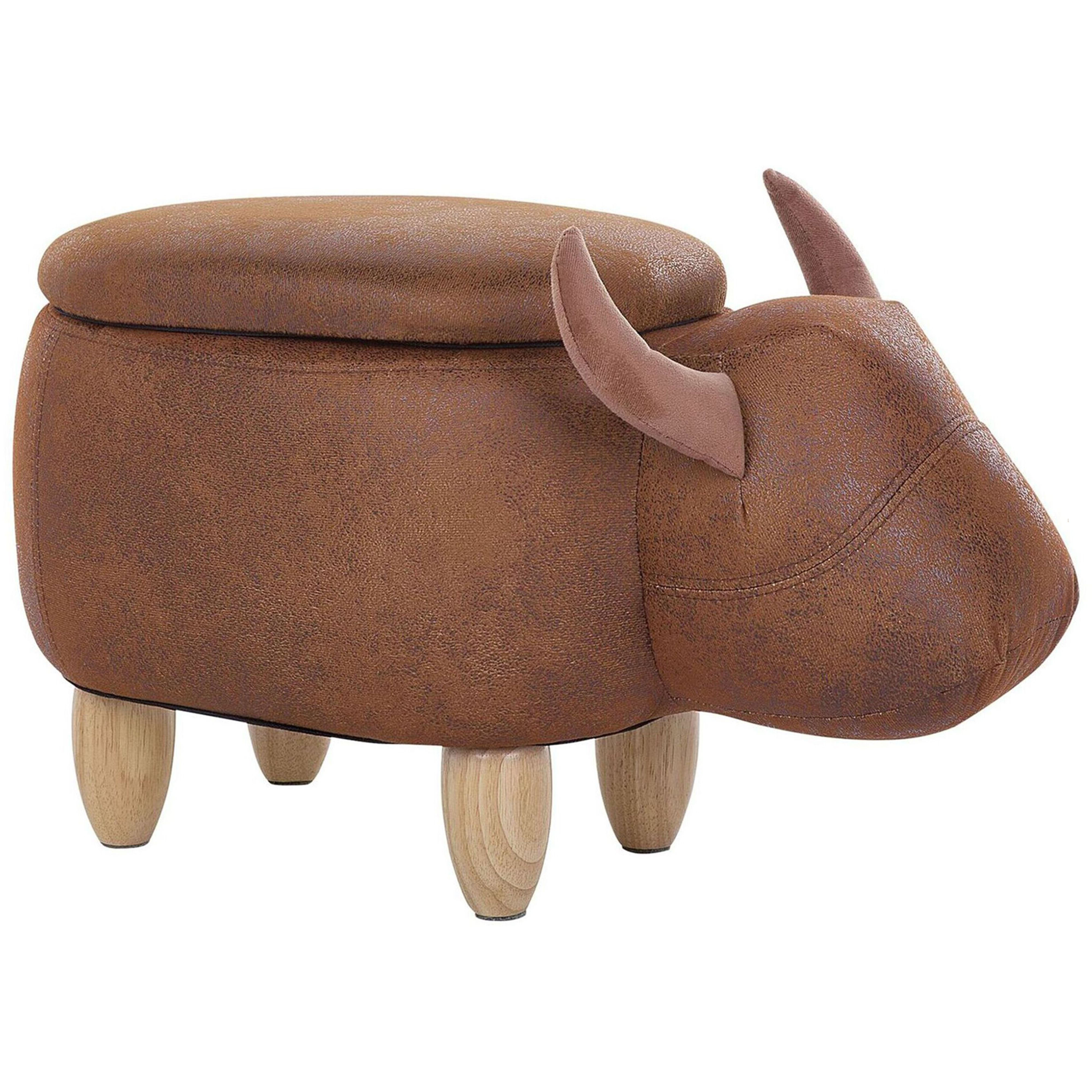 Beliani Puf Animal Con Almacenaje Cow Piel Sintética Marrón/Claro , Leroy Merlin