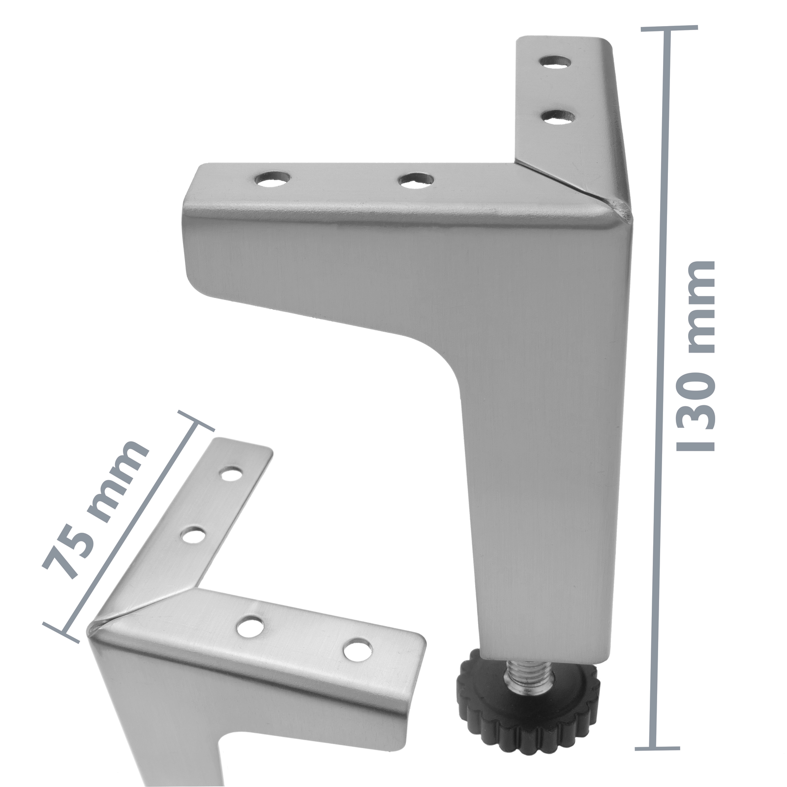 Piedino Per Mobile In Zama Verniciato Argento Cm.6x6 - H.1,6 Cm Regolabile - Foto 6