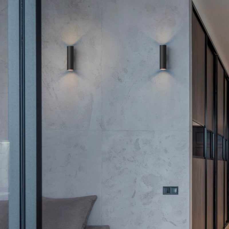 Aplique de Pared: Luz Dual Arriba y Abajo, Aluminio Negro, 2 Casquillos GU10, bombillas no incluidas. - 3