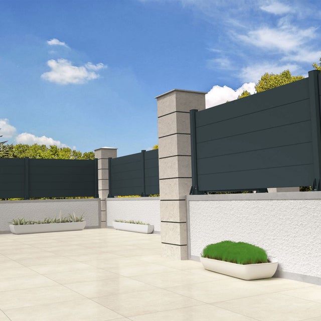 Clôture ranch panneau plein 6 lames L 1911 x H 965 mm (Gris anthracite RAL 7016)