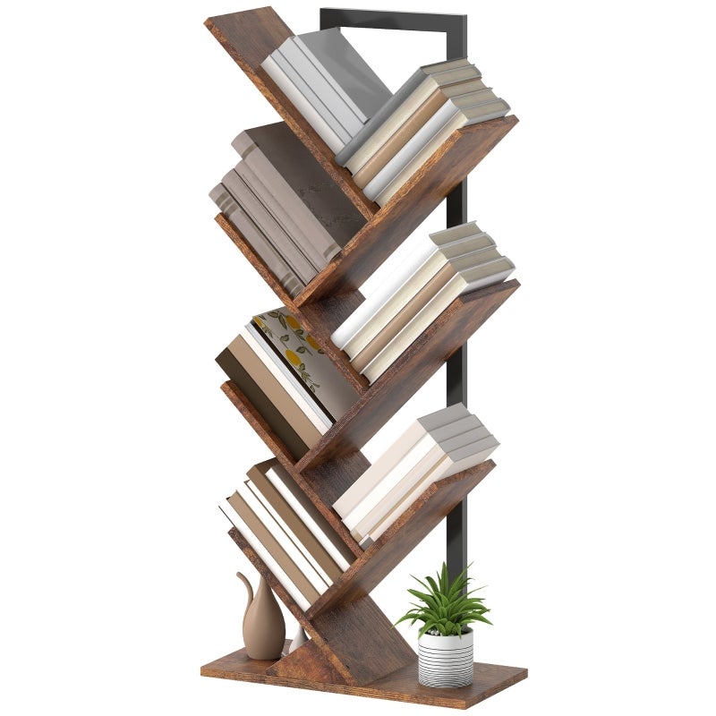 Bibliothèque étroite, autoportante, en forme d'arbre, 7 étagères ...