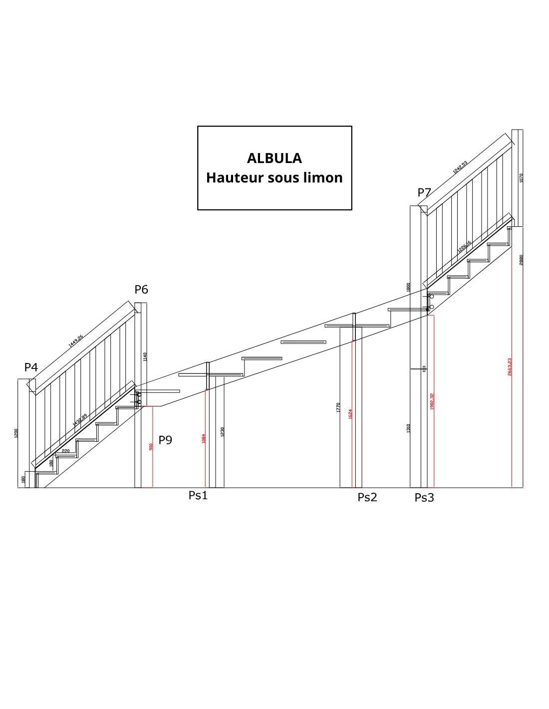 Escalier Bois Double Quart Tournant Confort - Tournant Gauche Avec Contremarches Sapin H Sol Sol 288 Cm - 4
