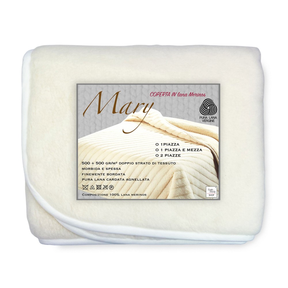 Manta de maría en auténtica lana merino 1000 gr. pura lana virgen 1 cuadrado